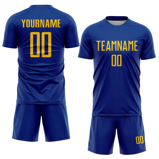 Custom Royal Yellow Sublimation Soccer Uniform Jersey - Sky-Custom
