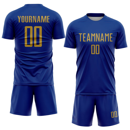 Custom Royal Old Gold Sublimation Soccer Uniform Jersey - Sky-Custom