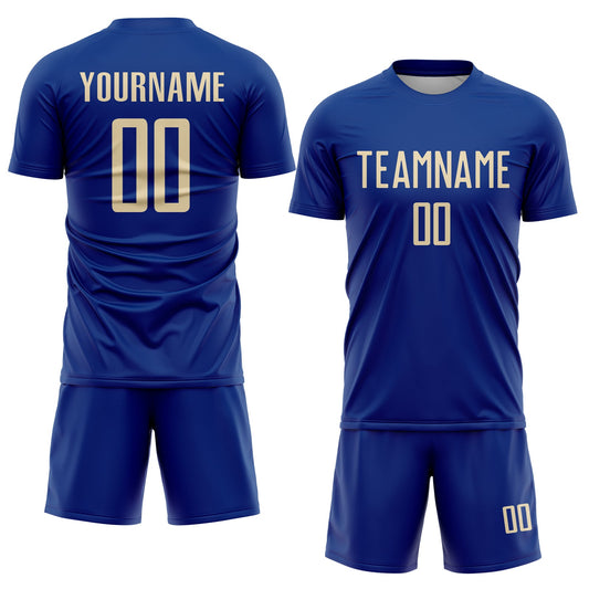 Custom Royal Cream Sublimation Soccer Uniform Jersey - Sky-Custom