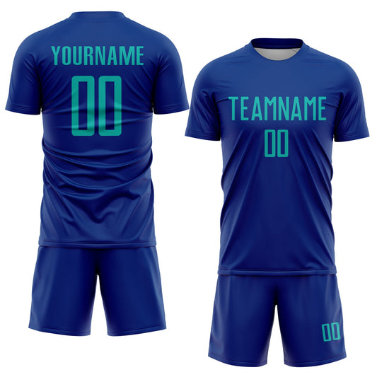 Custom Royal Aqua Sublimation Soccer Uniform Jersey - Sky-Custom