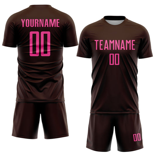Custom Brown Pink Sublimation Soccer Uniform Jersey - Sky-Custom