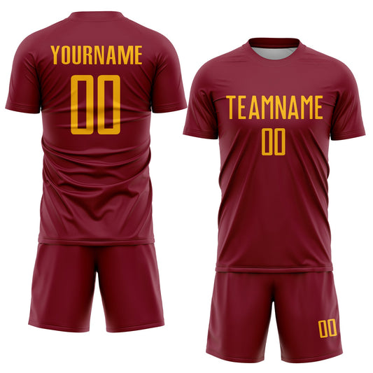 Custom Crimson Gold Sublimation Soccer Uniform Jersey - Sky-Custom