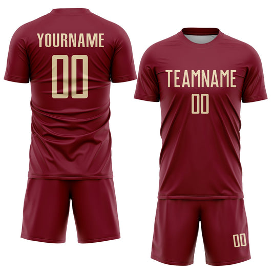 Custom Crimson Cream Sublimation Soccer Uniform Jersey - Sky-Custom