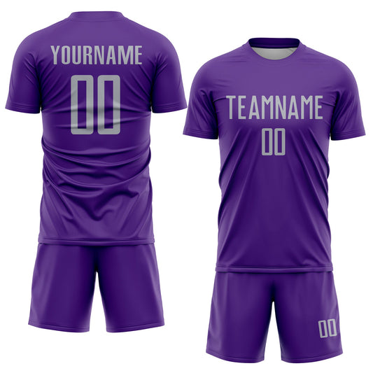 Custom Purple Gray Sublimation Soccer Uniform Jersey - Sky-Custom