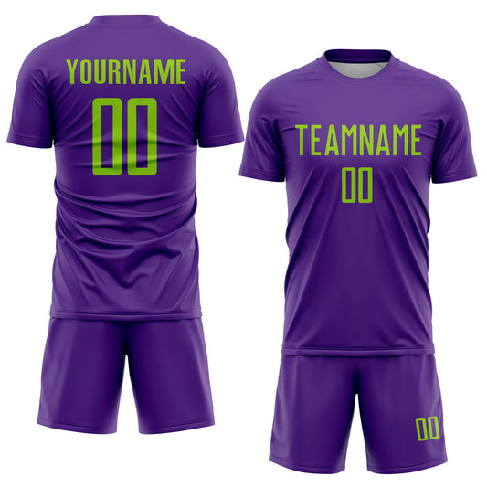 Custom Purple Neon Green Sublimation Soccer Uniform Jersey - Sky-Custom