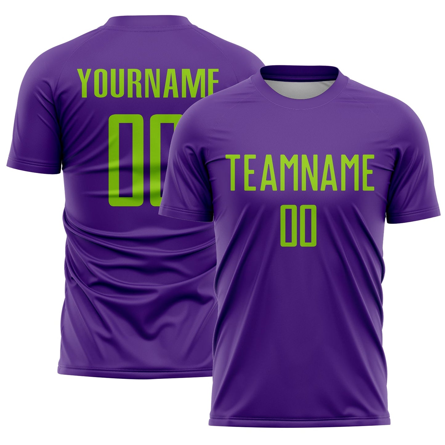 Custom Purple Neon Green Sublimation Soccer Uniform Jersey - Sky-Custom