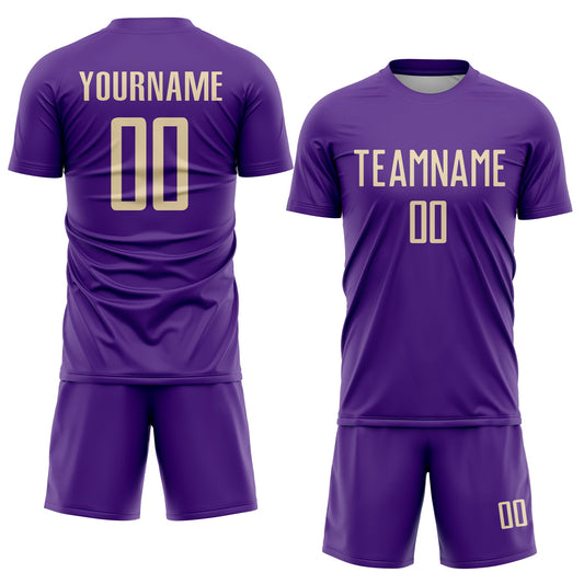 Custom Purple Cream Sublimation Soccer Uniform Jersey - Sky-Custom