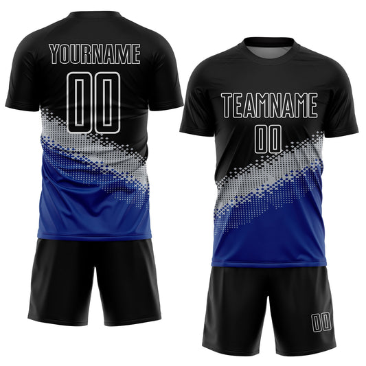 Custom Black Gray-Royal Gradient Geometric Shape Sublimation Soccer Uniform Jersey - Sky-Custom