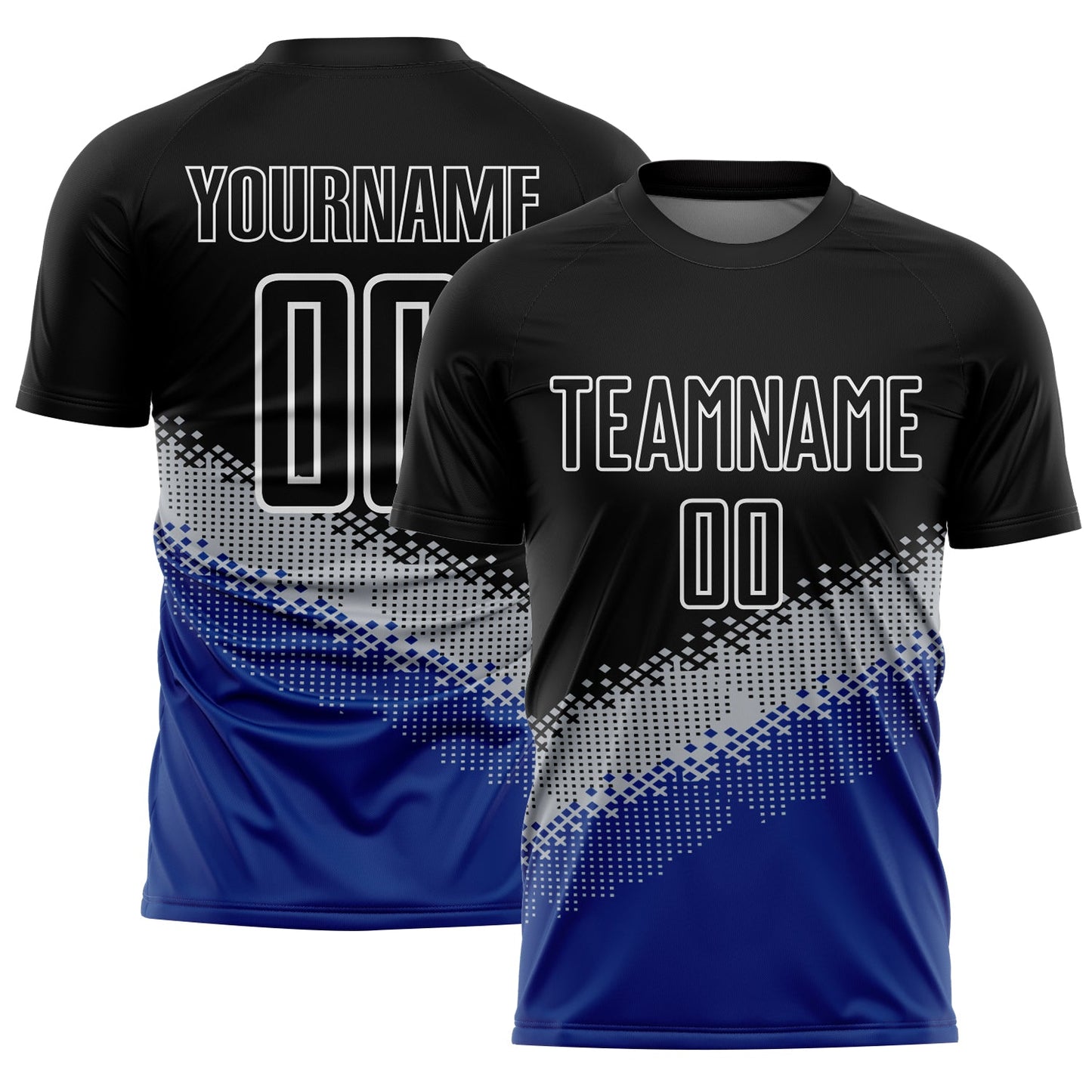Custom Black Gray-Royal Gradient Geometric Shape Sublimation Soccer Uniform Jersey - Sky-Custom