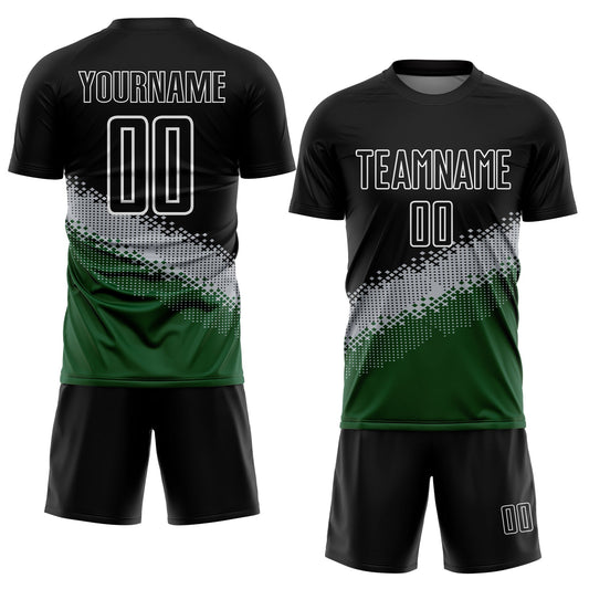 Custom Black Gray-Green Gradient Geometric Shape Sublimation Soccer Uniform Jersey - Sky-Custom