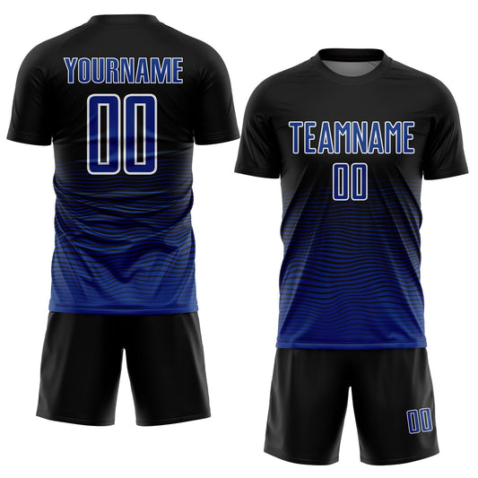 Custom Black Royal-White Gradient Line Sublimation Soccer Uniform Jersey - Sky-Custom