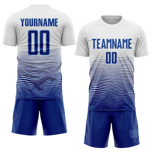 Custom White Royal-Light Blue Gradient Line Sublimation Soccer Uniform Jersey - Sky-Custom