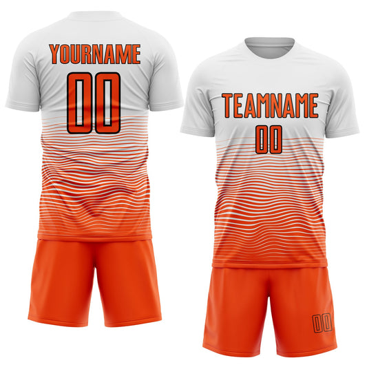Custom White Orange-Black Gradient Line Sublimation Soccer Uniform Jersey - Sky-Custom
