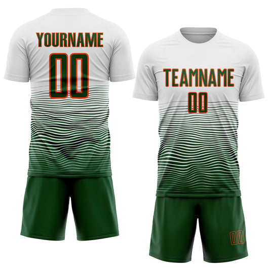 Custom White Green-Orange Gradient Line Sublimation Soccer Uniform Jersey - Sky-Custom
