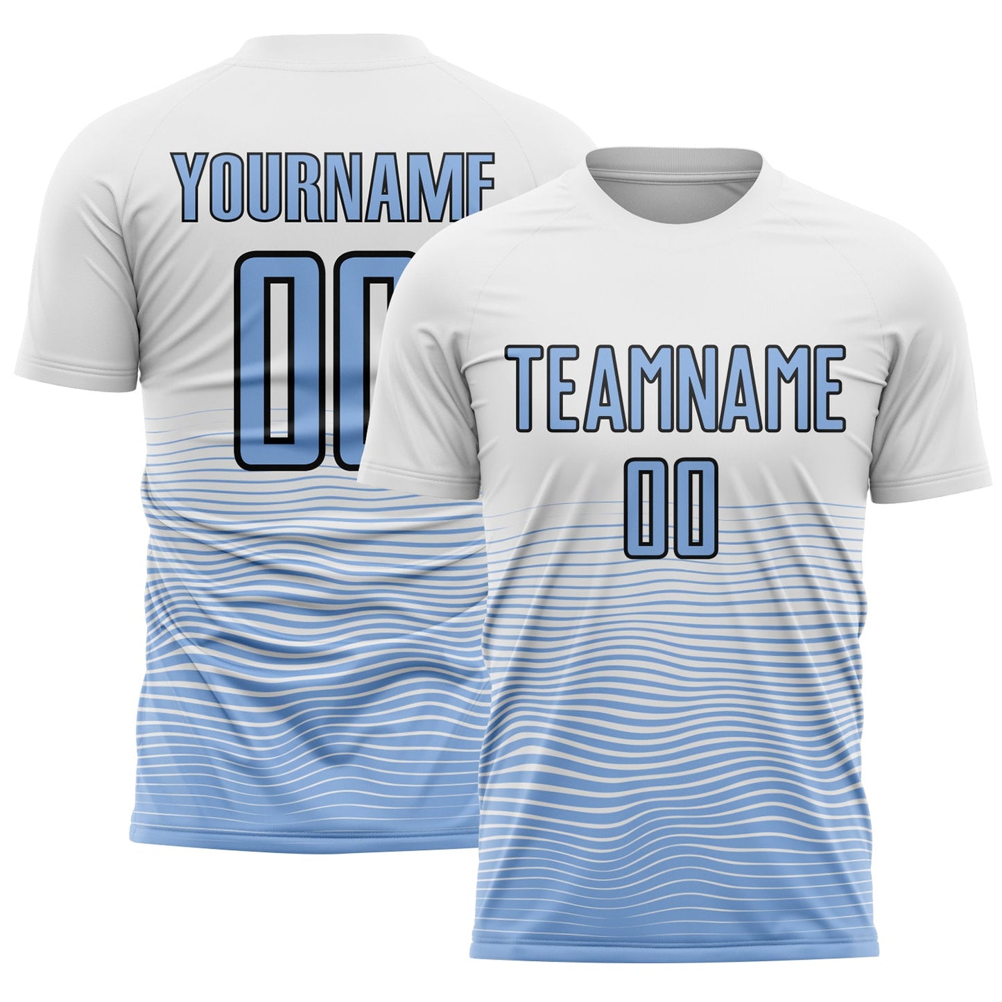 Custom White Light Blue-Black Gradient Line Sublimation Soccer Uniform Jersey - Sky-Custom