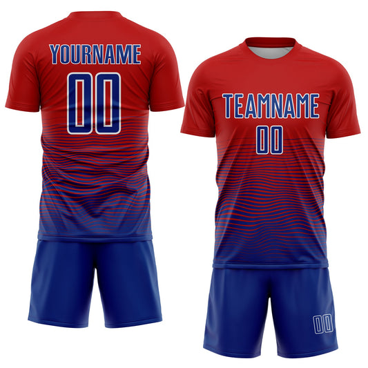 Custom Red Royal-White Gradient Line Sublimation Soccer Uniform Jersey - Sky-Custom