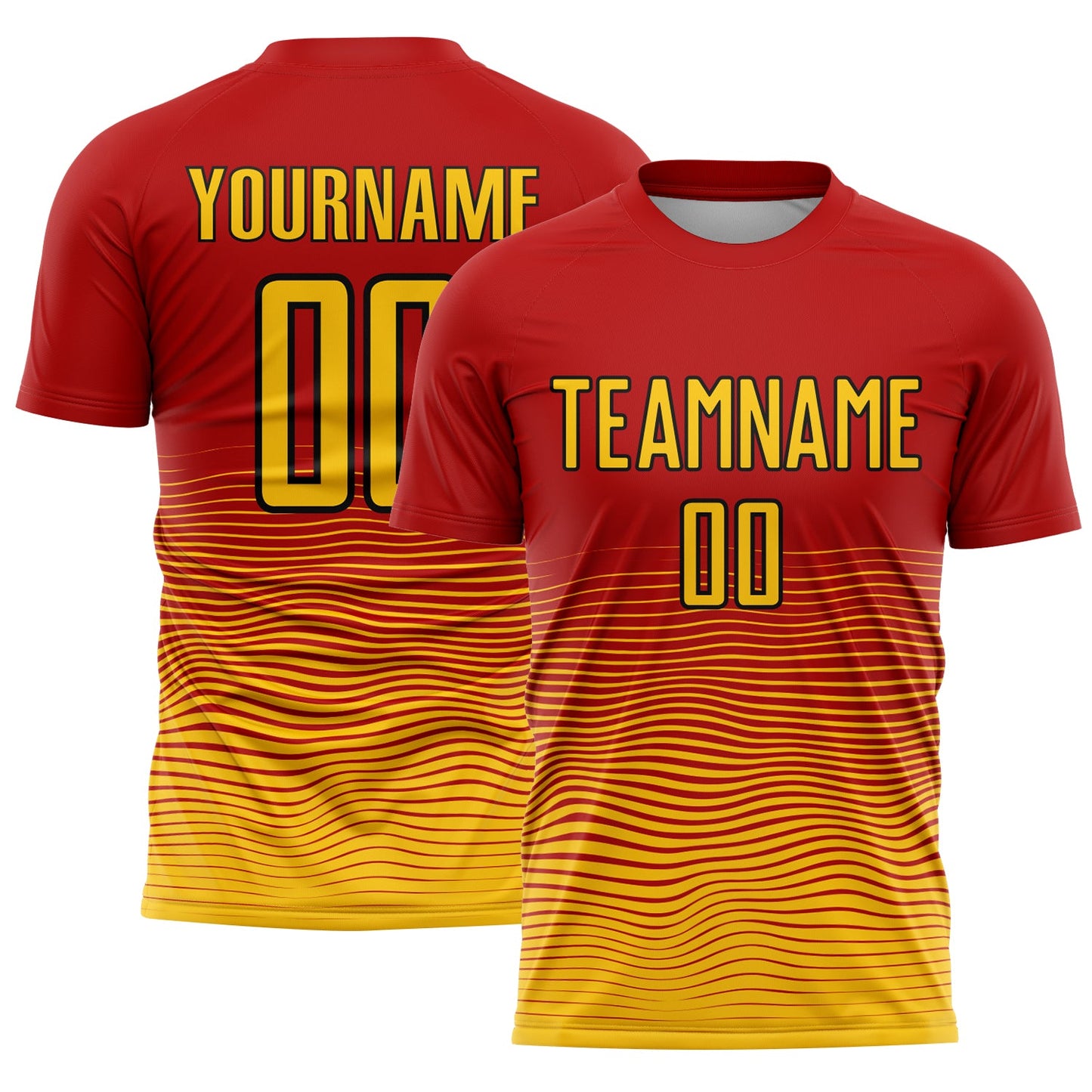 Custom Red Yellow-Black Gradient Line Sublimation Soccer Uniform Jersey - Sky-Custom