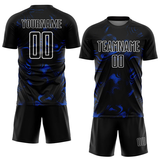 Custom Black Thunder Blue-White Abstract Liquid Sublimation Soccer Uniform Jersey - Sky-Custom