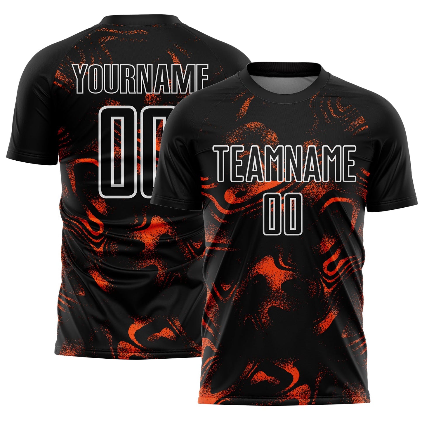Custom Black Orange-White Abstract Liquid Sublimation Soccer Uniform Jersey - Sky-Custom