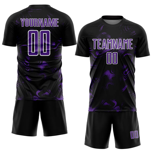 Custom Black Purple-White Abstract Liquid Sublimation Soccer Uniform Jersey - Sky-Custom