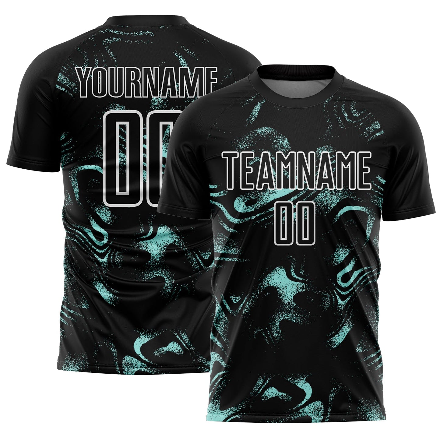 Custom Black Ice Blue-White Abstract Liquid Sublimation Soccer Uniform Jersey - Sky-Custom