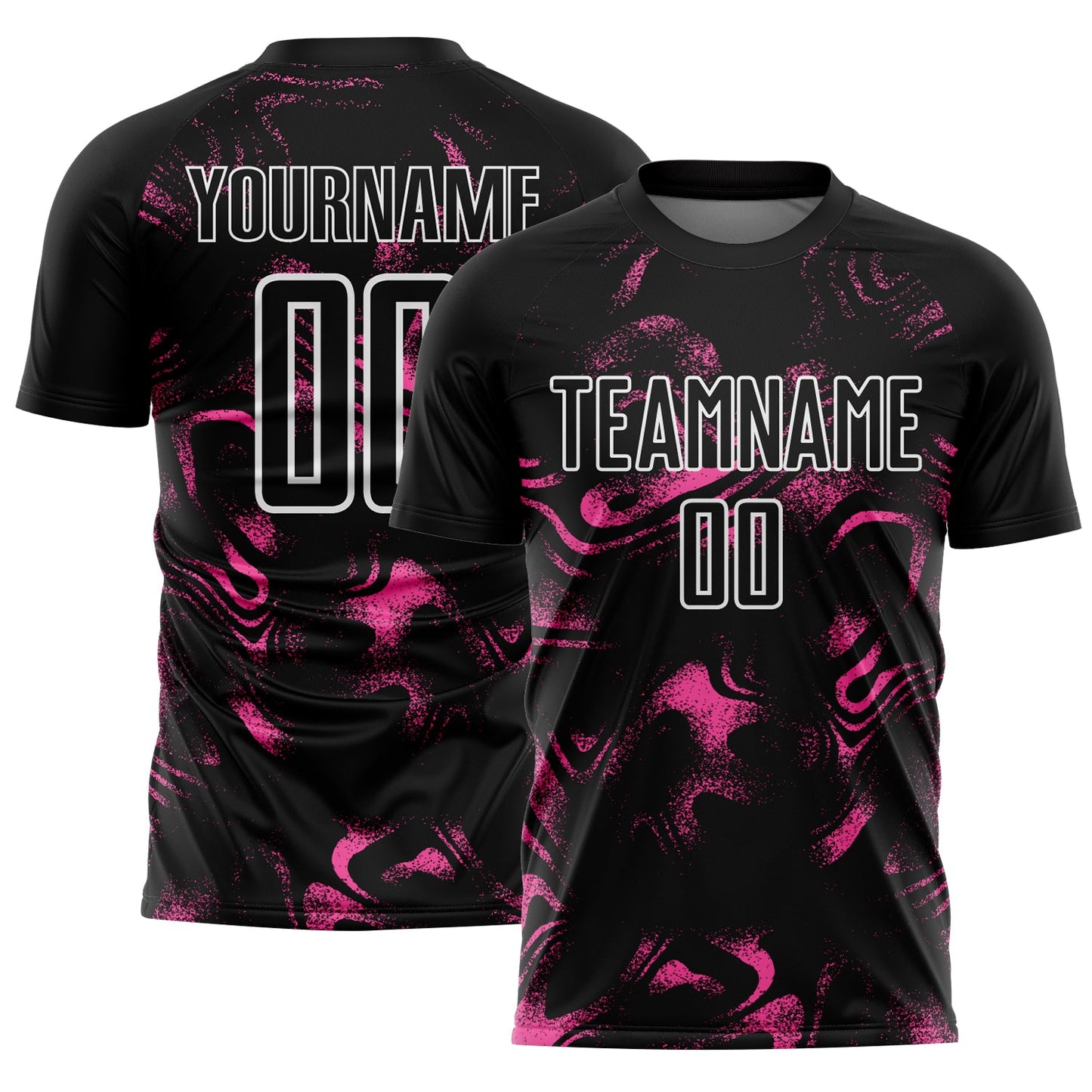Custom Black Pink-White Abstract Liquid Sublimation Soccer Uniform Jersey - Sky-Custom