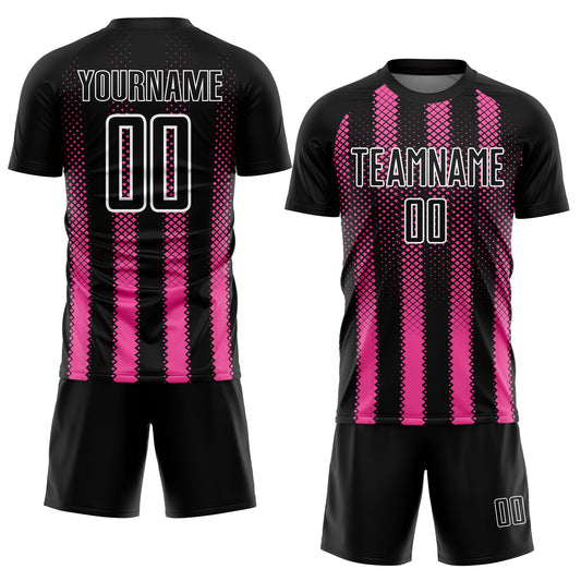Custom Black Pink-White Geometric Shape Sublimation Soccer Uniform Jersey - Sky-Custom