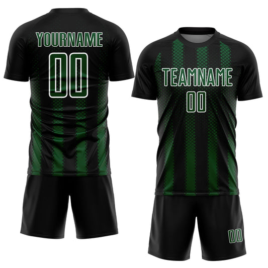 Custom Black Green-White Geometric Shape Sublimation Soccer Uniform Jersey - Sky-Custom