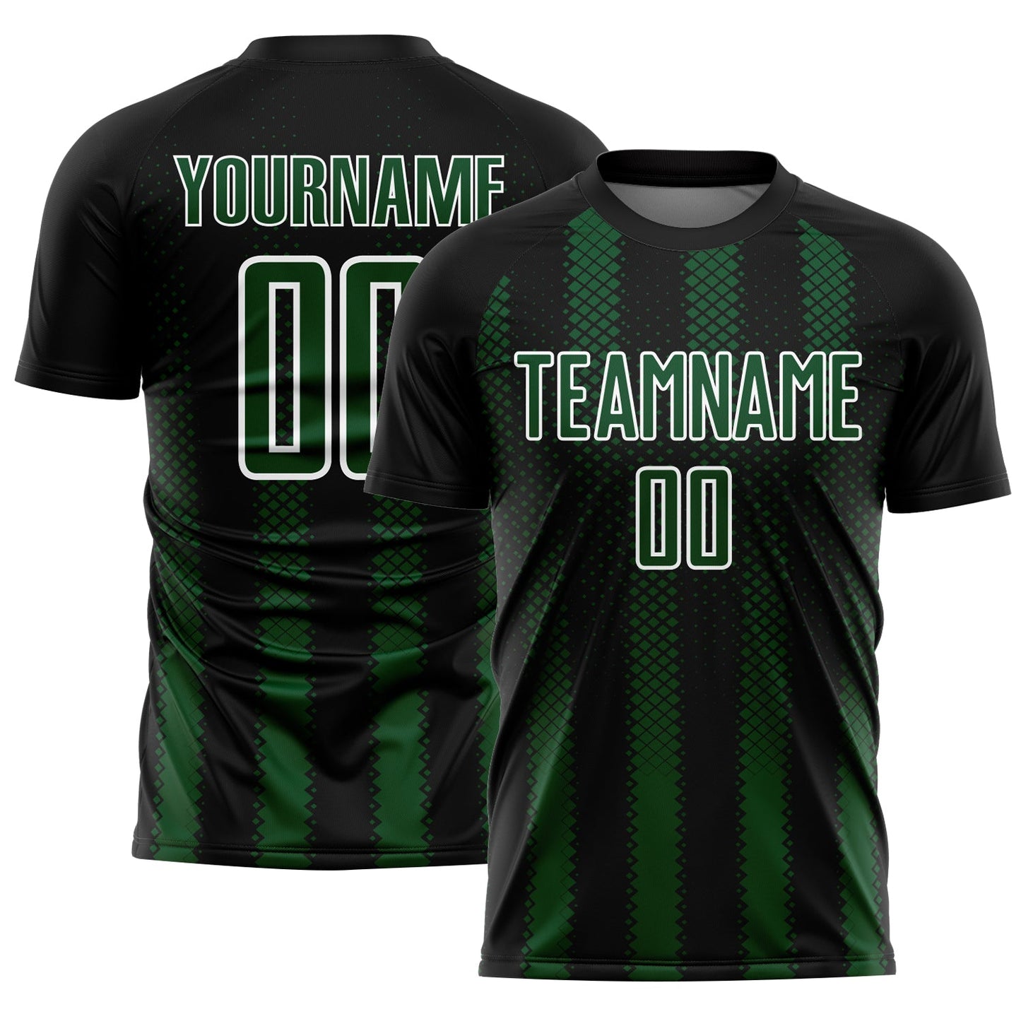 Custom Black Green-White Geometric Shape Sublimation Soccer Uniform Jersey - Sky-Custom