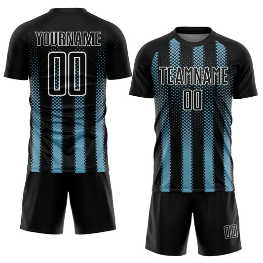 Custom Black Shadow Blue-White Geometric Shape Sublimation Soccer Uniform Jersey - Sky-Custom