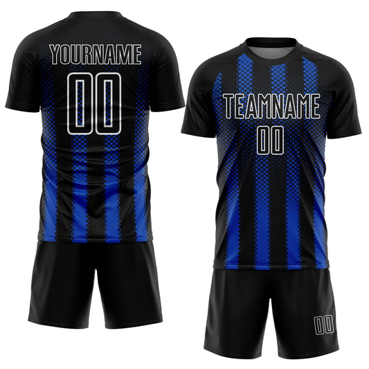 Custom Black Thunder Blue-White Geometric Shape Sublimation Soccer Uniform Jersey - Sky-Custom