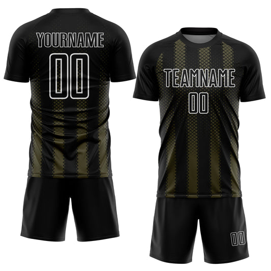 Custom Black Olive-White Geometric Shape Sublimation Soccer Uniform Jersey - Sky-Custom