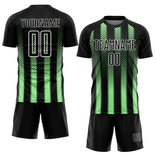 Custom Black Pea Green-White Geometric Shape Sublimation Soccer Uniform Jersey - Sky-Custom