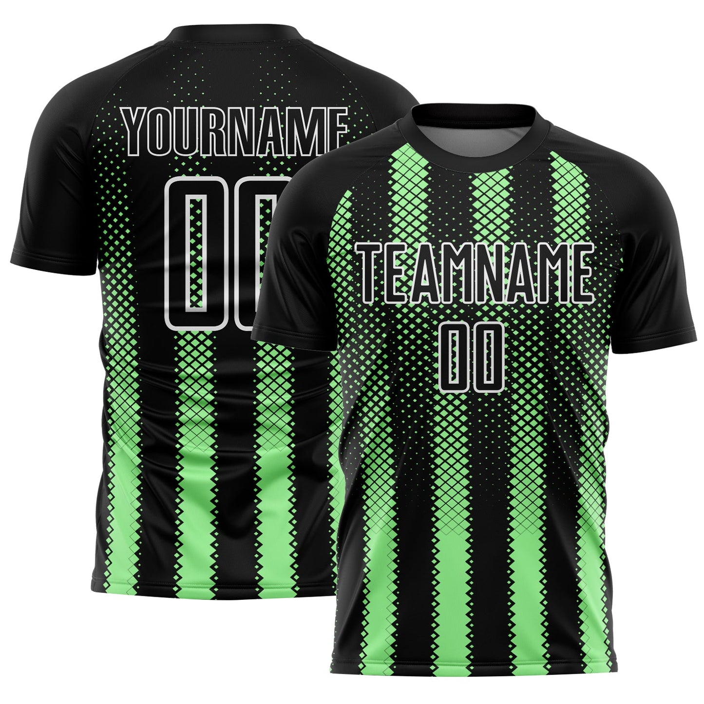 Custom Black Pea Green-White Geometric Shape Sublimation Soccer Uniform Jersey - Sky-Custom