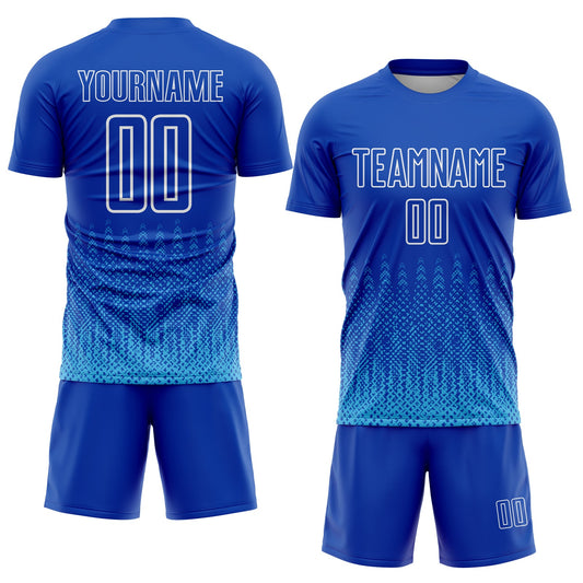 Custom Royal Sky Blue-White Geometric Shape Sublimation Soccer Uniform Jersey - Sky-Custom