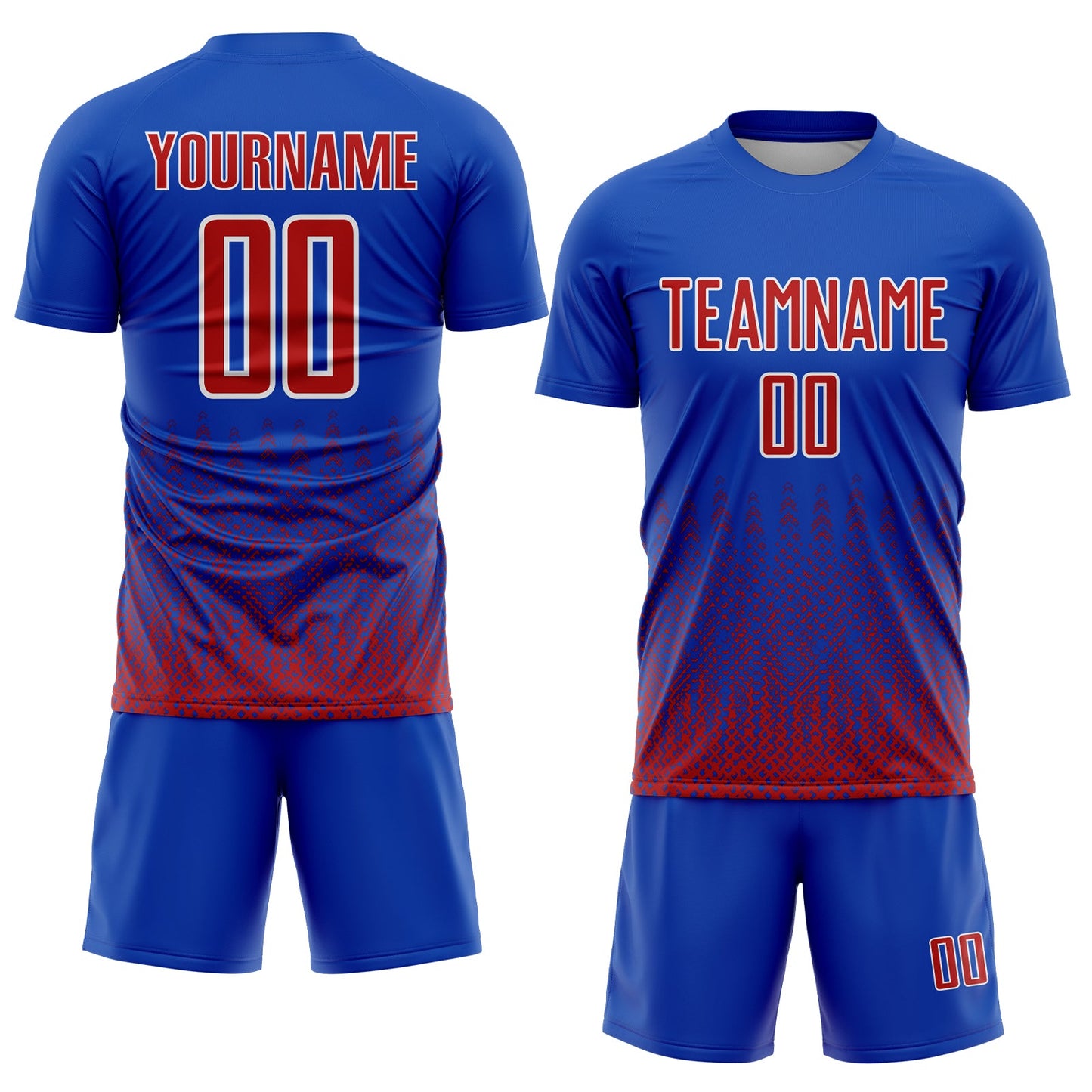 Custom Royal Red-White Geometric Shape Sublimation Soccer Uniform Jersey - Sky-Custom