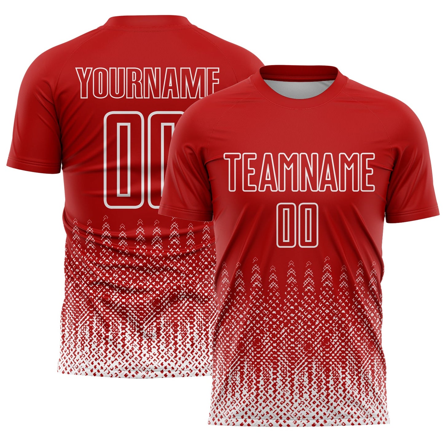 Custom Red White Geometric Shape Sublimation Soccer Uniform Jersey - Sky-Custom