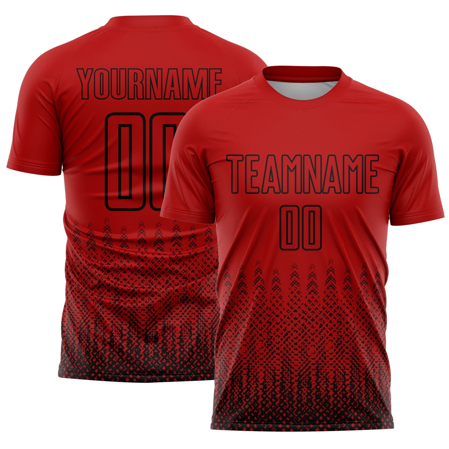 Custom Red Black Geometric Shape Sublimation Soccer Uniform Jersey - Sky-Custom