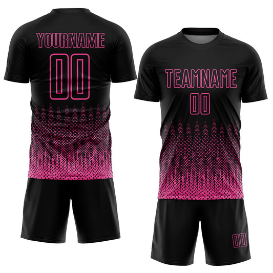 Custom Black Pink Geometric Shape Sublimation Soccer Uniform Jersey - Sky-Custom