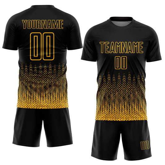 Custom Black Gold Geometric Shape Sublimation Soccer Uniform Jersey - Sky-Custom