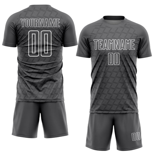 Custom Steel Gray White Geometric Shape Sublimation Soccer Uniform Jersey - Sky-Custom