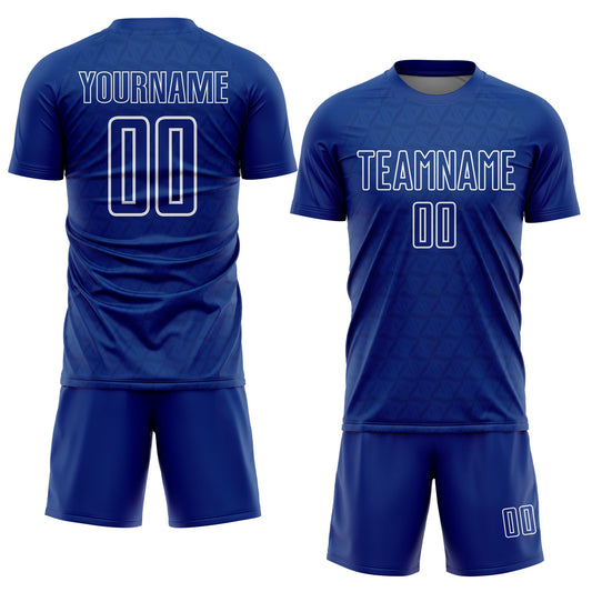 Custom Royal White Geometric Shape Sublimation Soccer Uniform Jersey - Sky-Custom