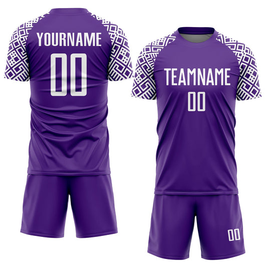 Custom Purple White Geometric Shape Sublimation Soccer Uniform Jersey - Sky-Custom