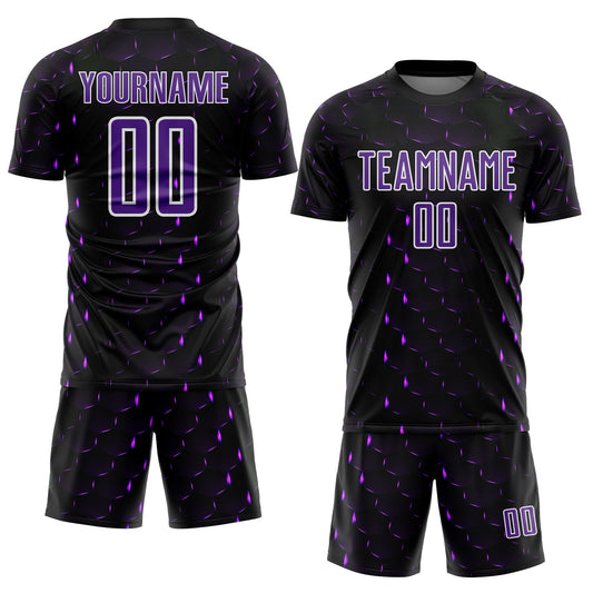 Custom Black Purple-White Geometric Shape Sublimation Soccer Uniform Jersey - Sky-Custom