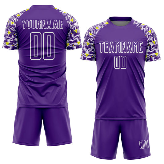 Custom Purple White Geometric Shape Sublimation Soccer Uniform Jersey - Sky-Custom