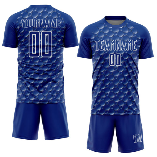 Custom Royal White Geometric Shape Sublimation Soccer Uniform Jersey - Sky-Custom