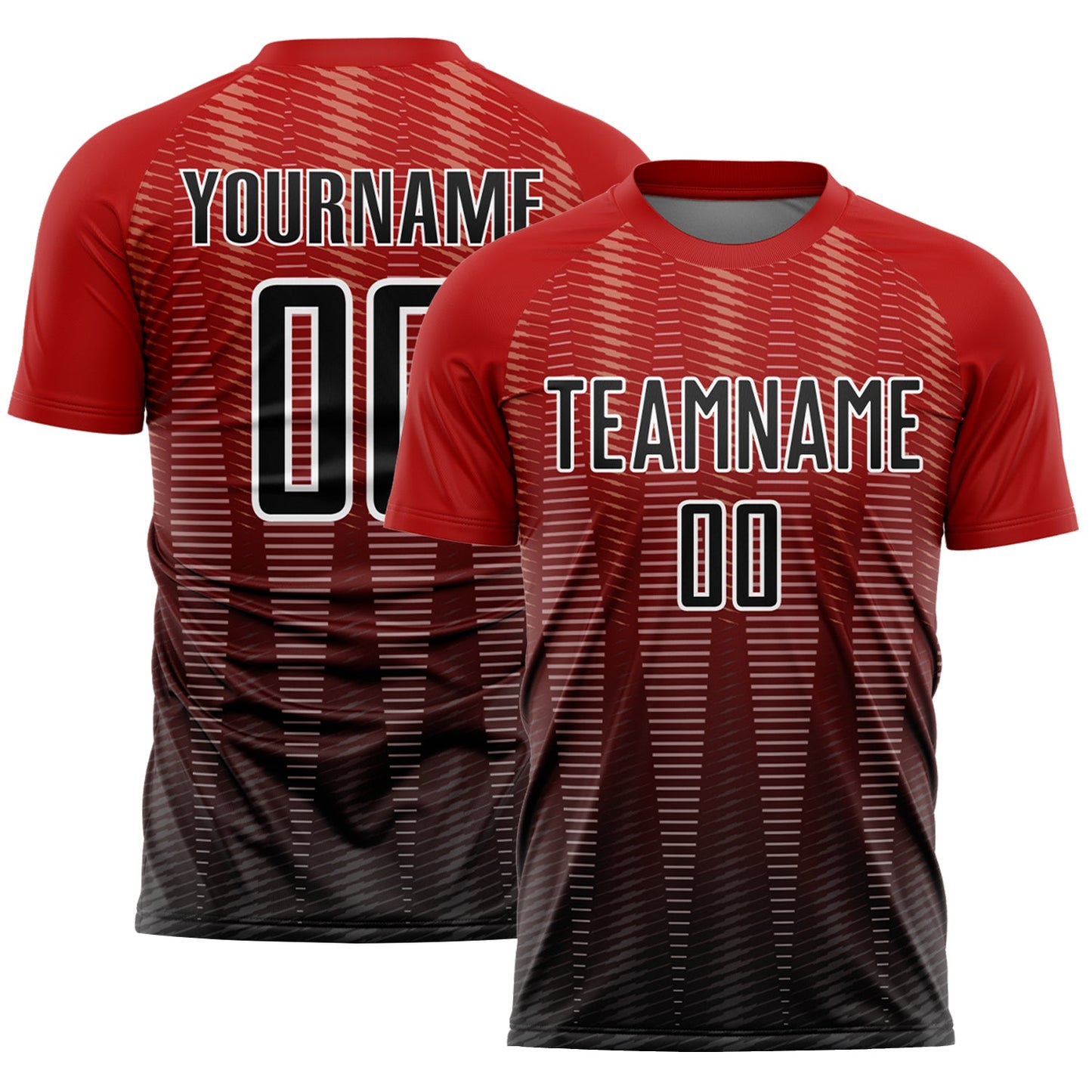 Custom Red Black-White Gradient Line Sublimation Soccer Uniform Jersey - Sky-Custom