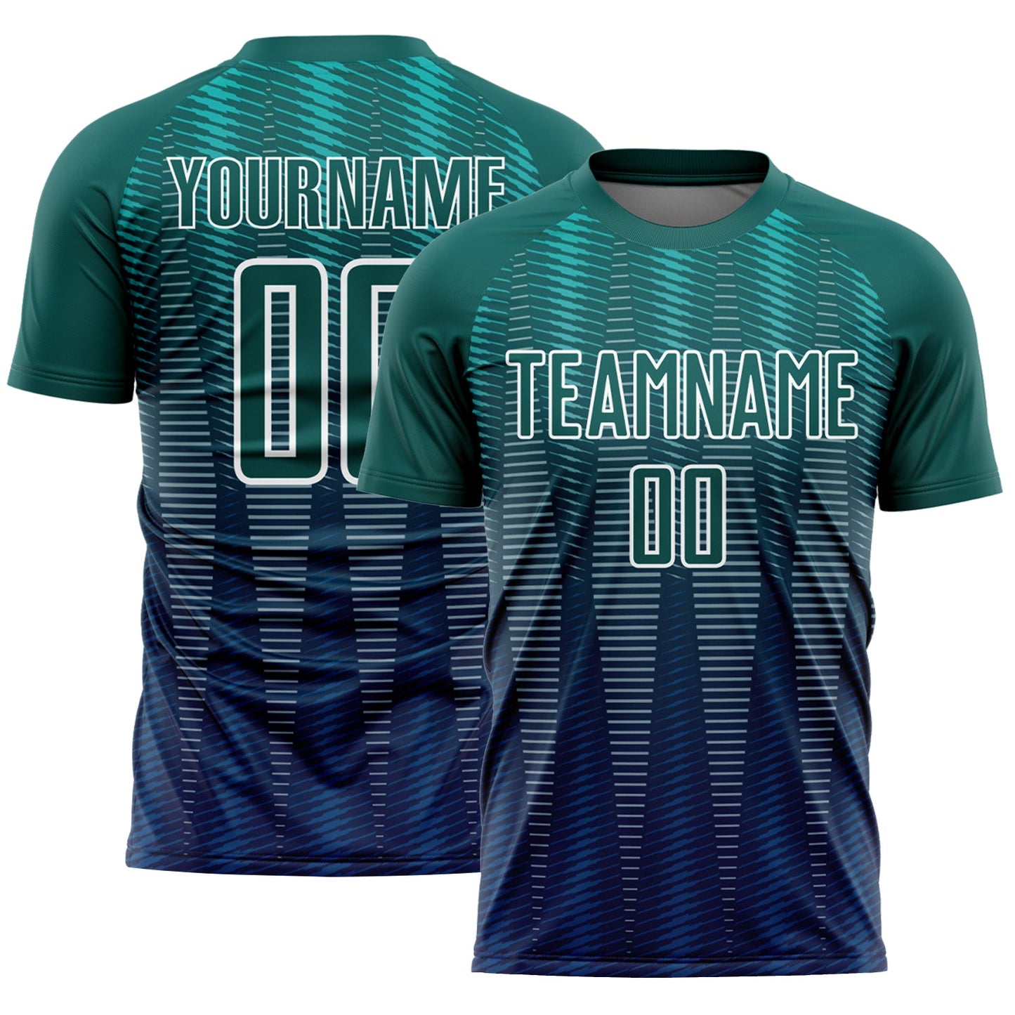 Custom Neon Green Navy-White Gradient Line Sublimation Soccer Uniform Jersey - Sky-Custom