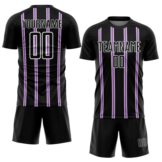 Custom Black Medium Purple-White Stripe Line Sublimation Soccer Uniform Jersey - Sky-Custom