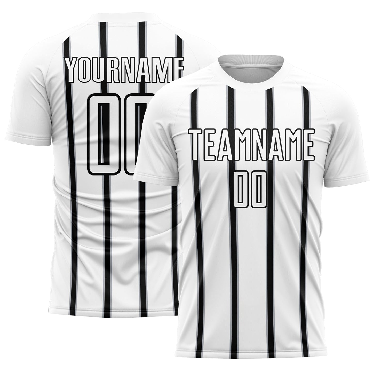Custom White Black-Gray Stripe Line Sublimation Soccer Uniform Jersey - Sky-Custom